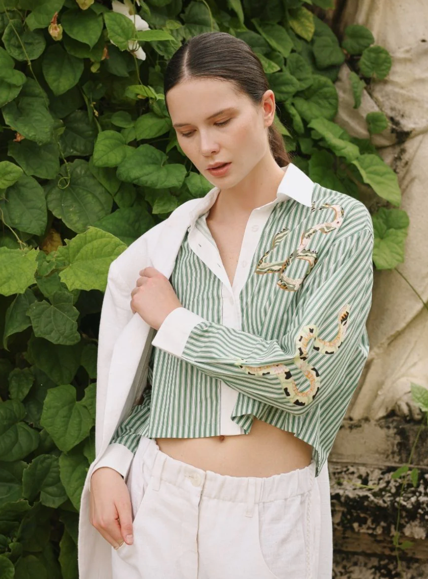 Poplin Shirt Snake Stripes
