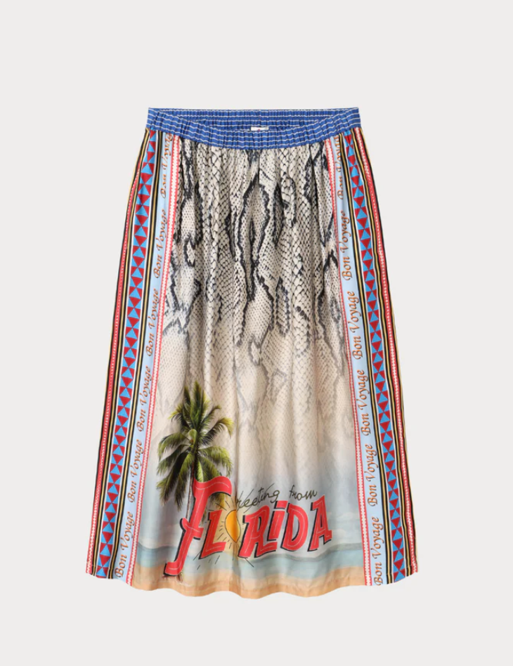 Vanessa Printed Snake Midi Skirt