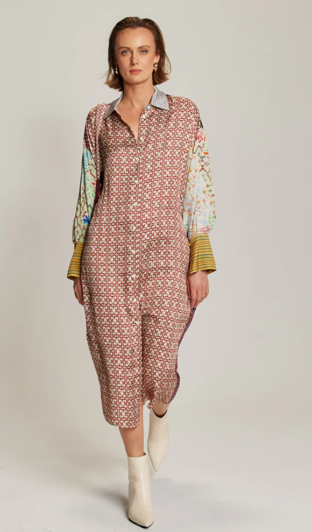 Athena Shipibo Collar Button Up Dress