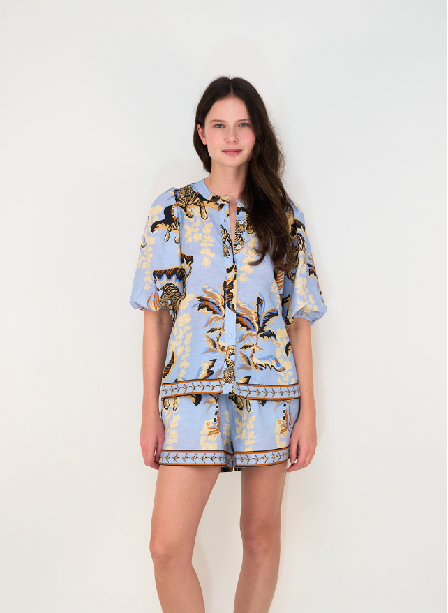 Balloon Shirt Bali Tiger Light Blue