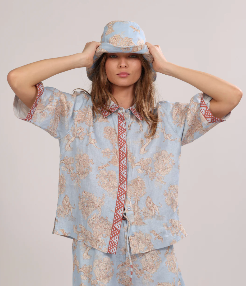 Short Sleeve Shirt Africa Light Blue
