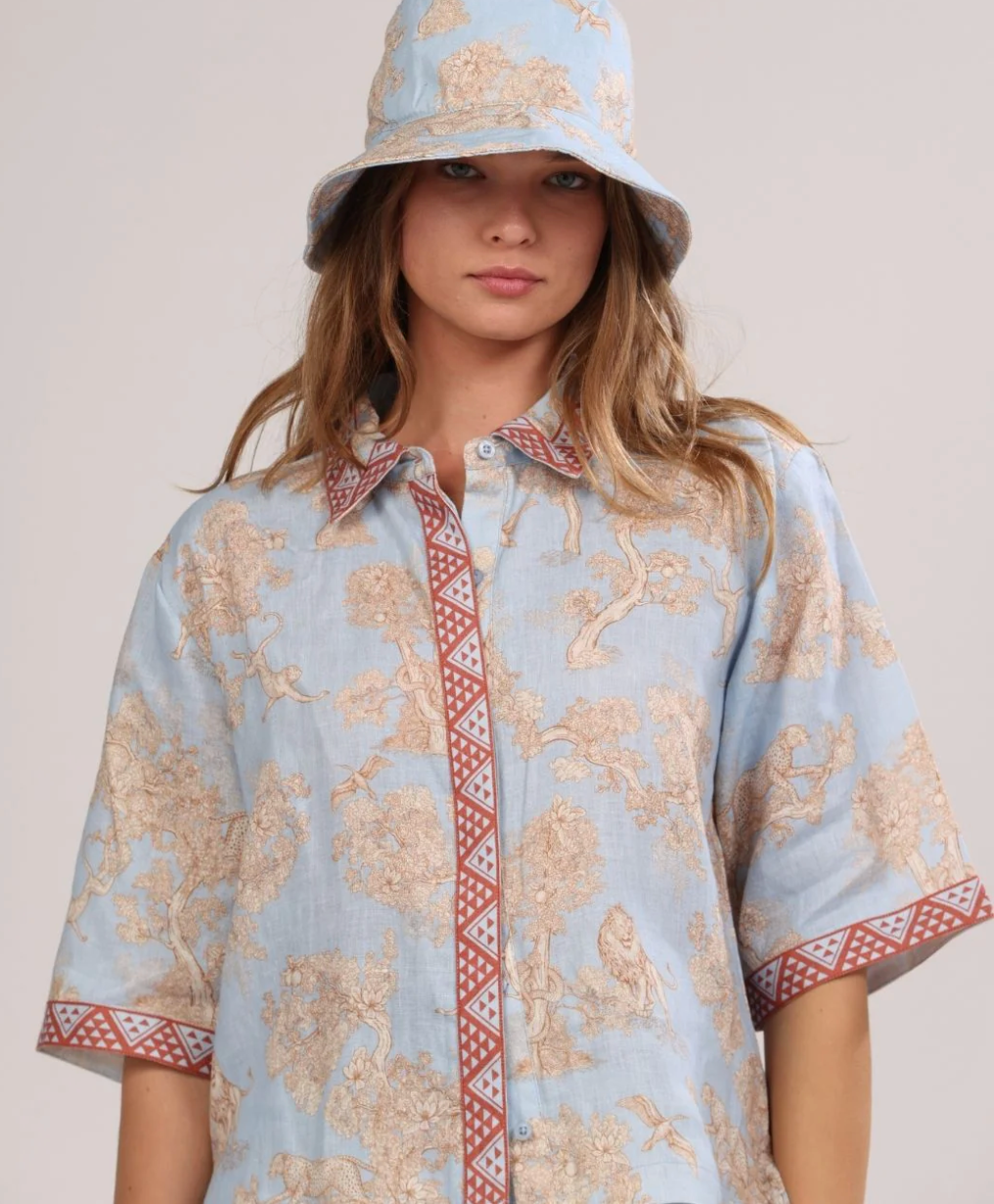 Short Sleeve Shirt Africa Light Blue