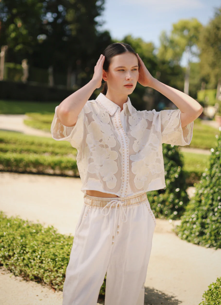 Short Shirt Wild Flower White