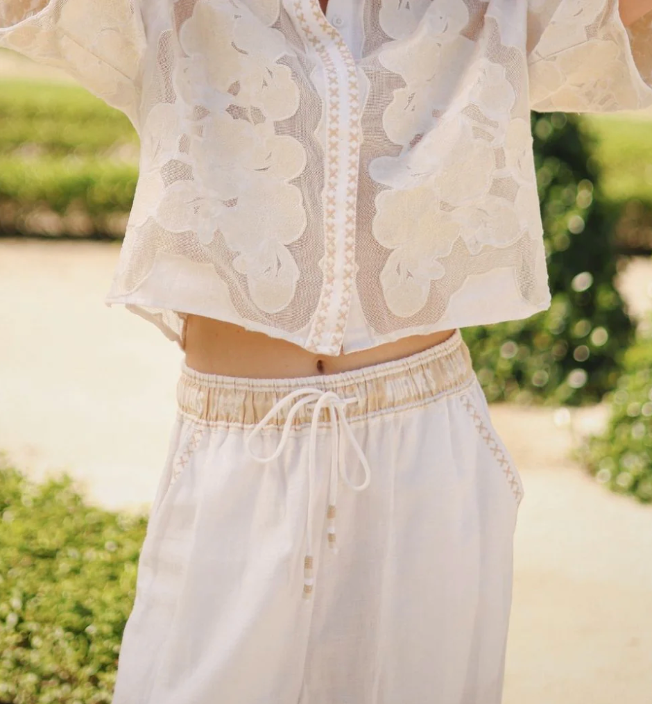 Pant Wild Flower White