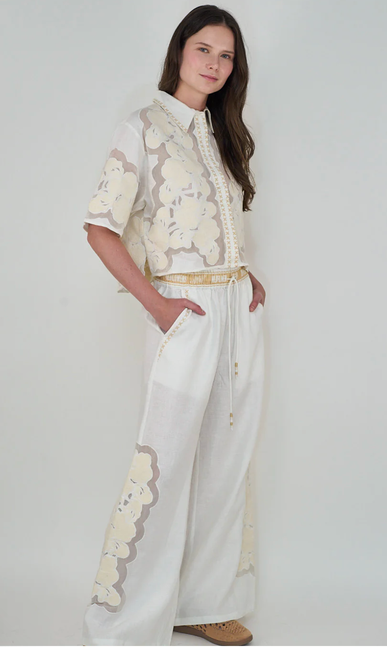 Pant Wild Flower White
