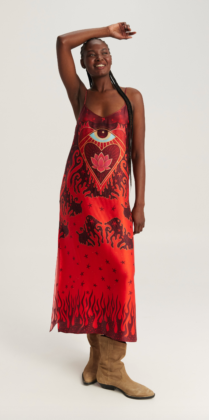 Olivia Camisole Dress Red Aura