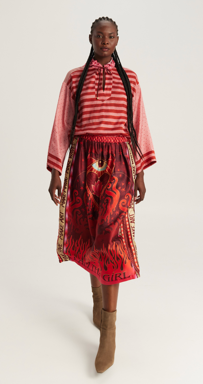 Vanessa Midi Skirt Red Aura