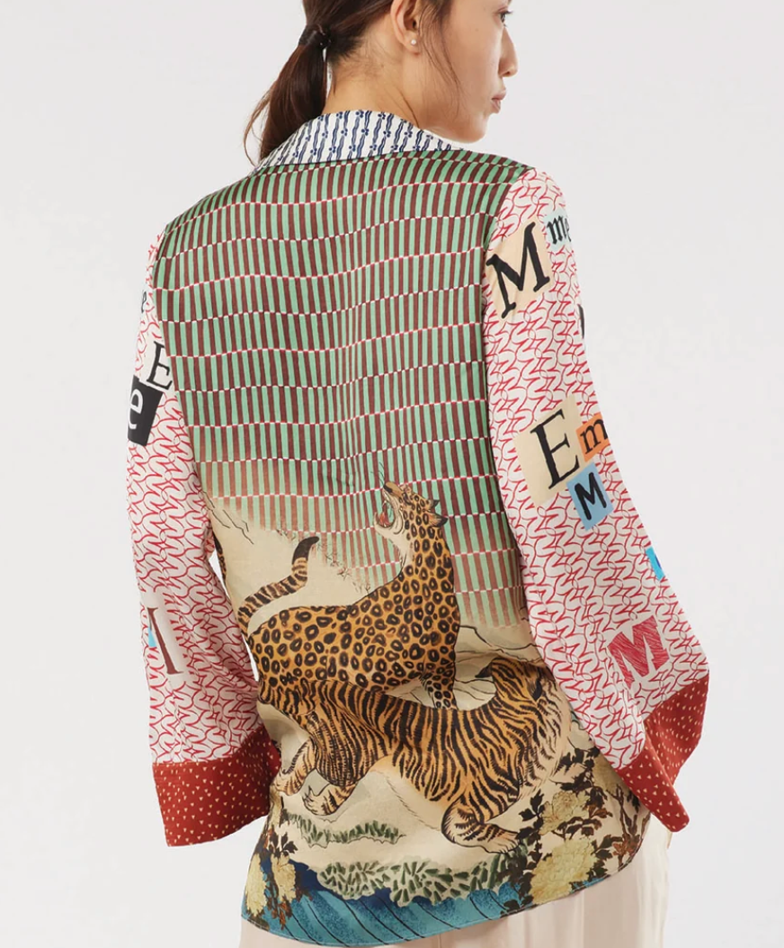 Carolina String Tie Collar Oriental Blouse