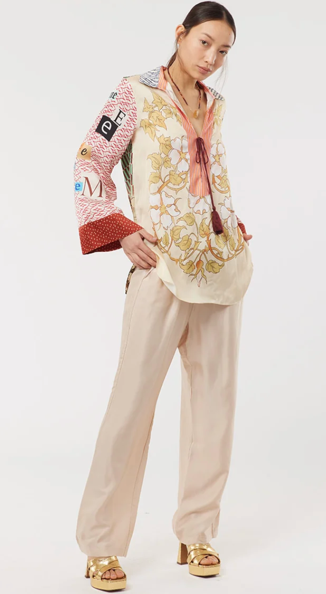 Carolina String Tie Collar Oriental Blouse