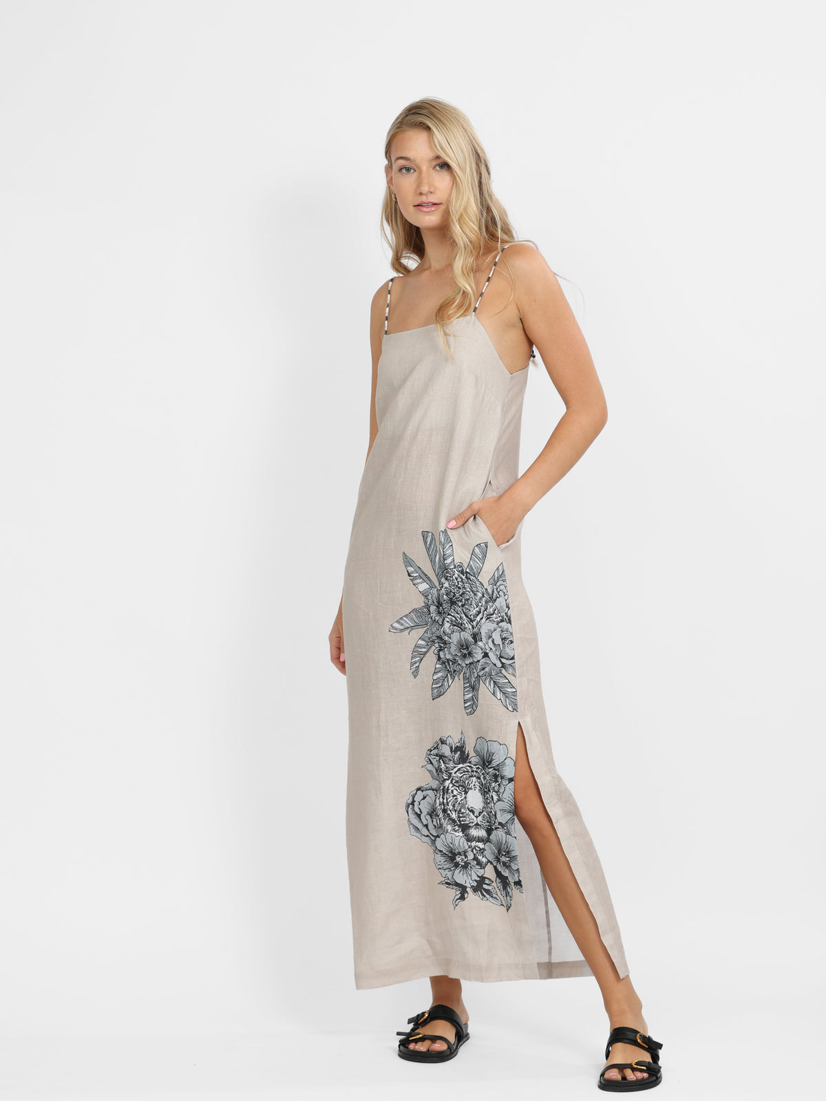 Long Dress Tiger Bloom Beige