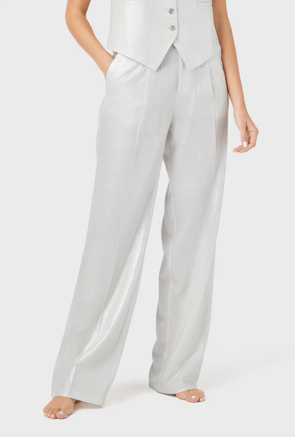 Mrs Sienna Silver Pants Linen