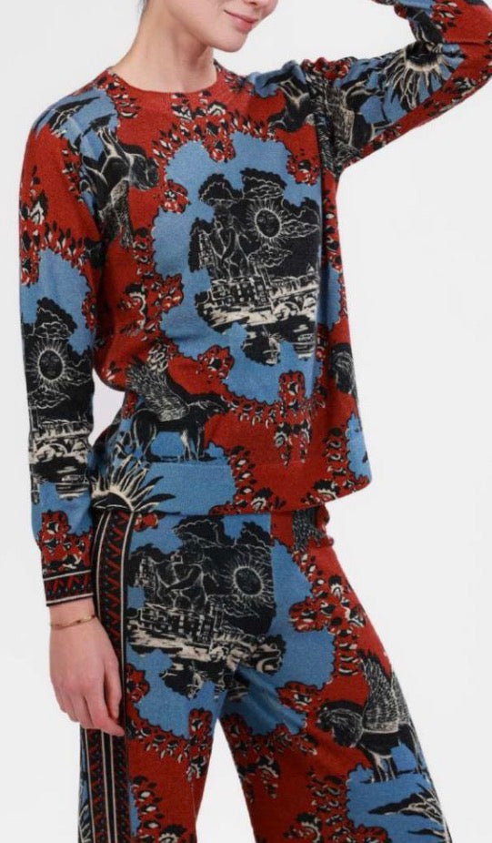 Italian Coast Red and Blue Sweater