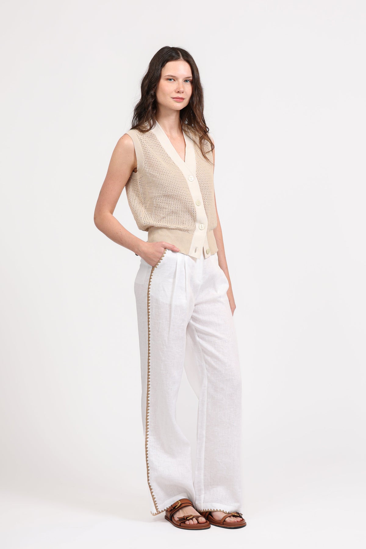 Linen Pant Mosaico Embroidered