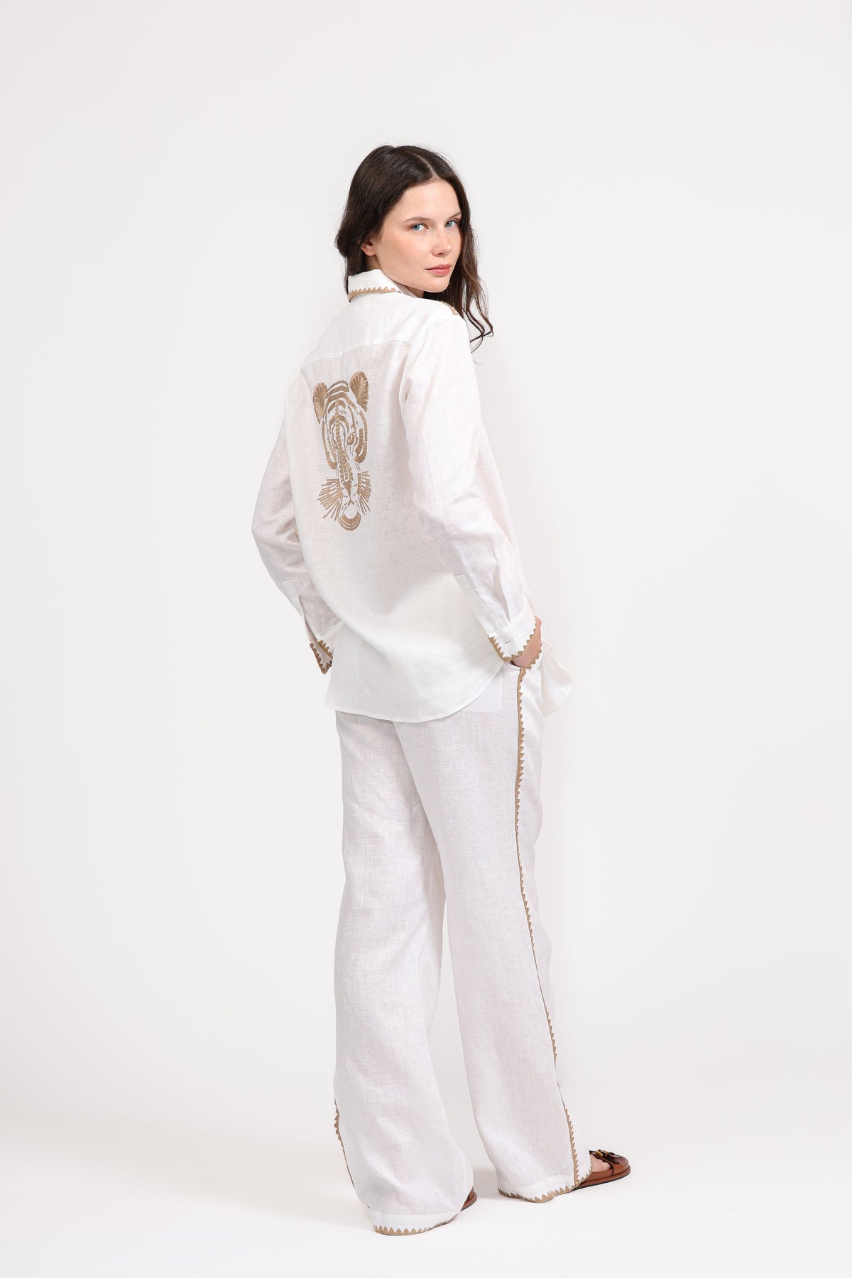 Linen Pant Mosaico Embroidered