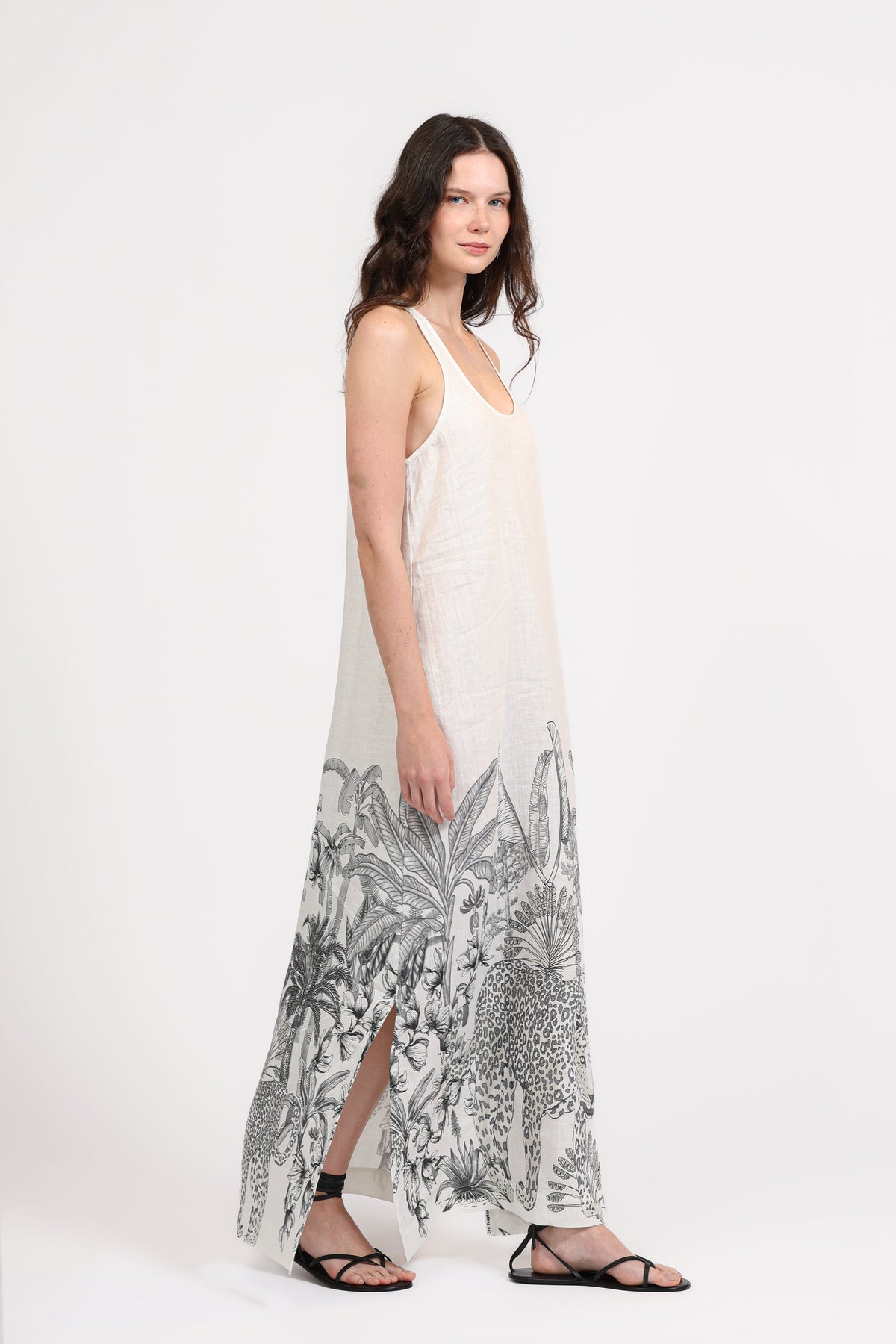 Linen Long Dress Tropique White