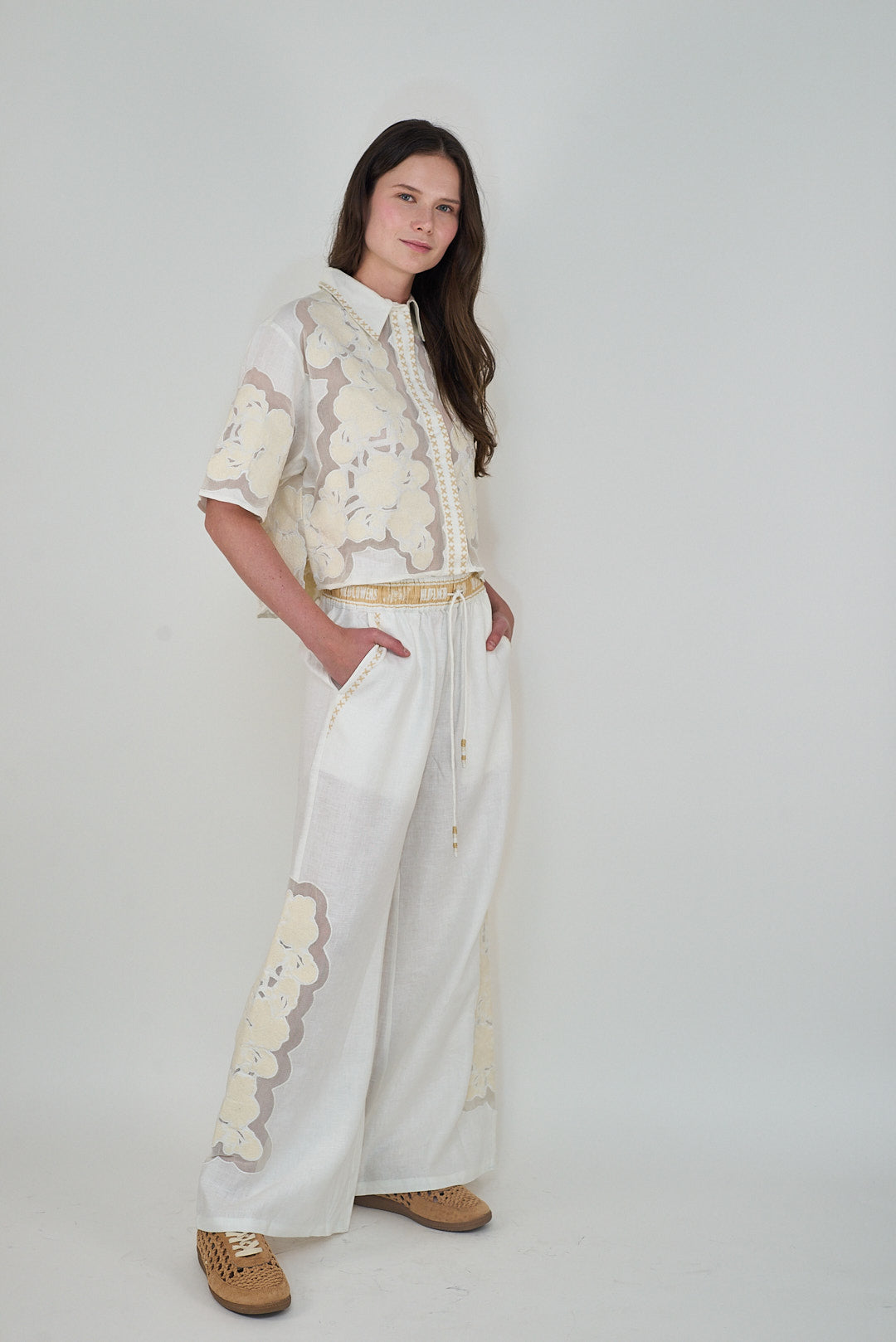Pant Wild Flower White