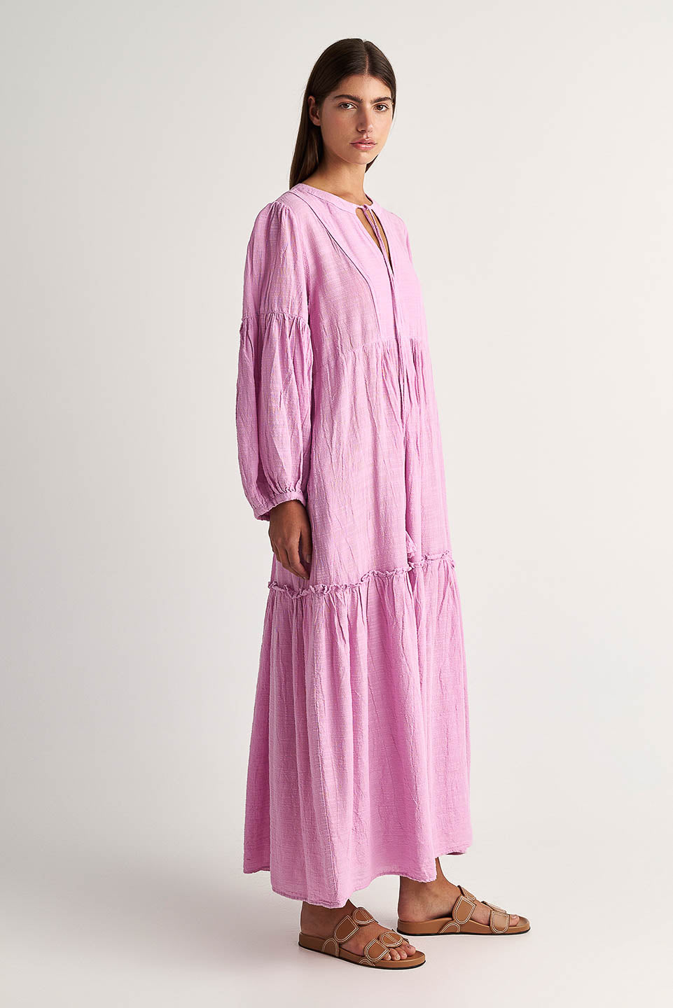 women's gauze maxi dress Wholesale Mustard Cotton Gauze Maxi Dress Bohemian Halter Neck Dress for your store