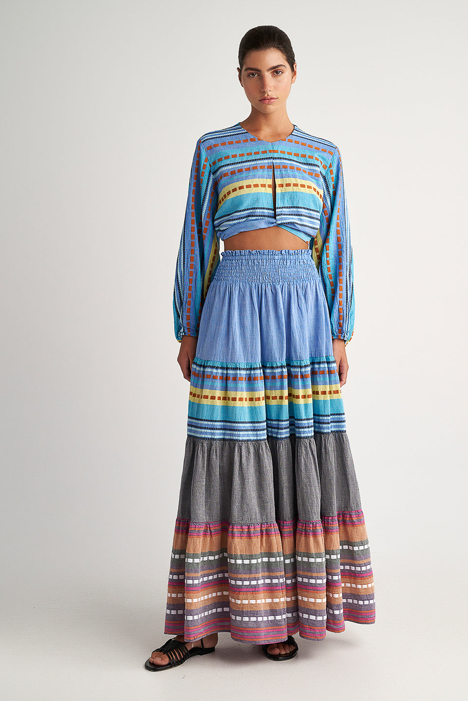 Zakar Cropped Tie Top in Alonissos Blue Zakar Cropped Tie Top in Alonissos Blue