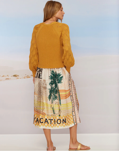 Elizabeth Vacation Printed Midi Skirt