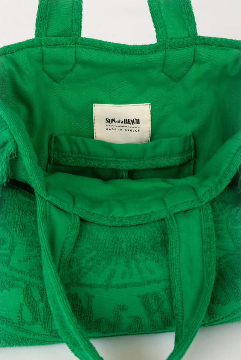 Terry Tote Beach Bag Wasabi Green