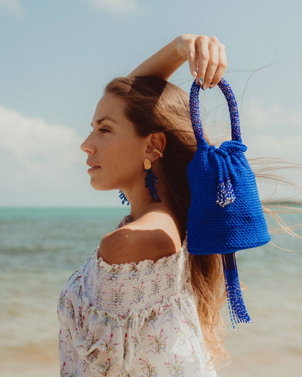 Blue Crochet Party Bag
