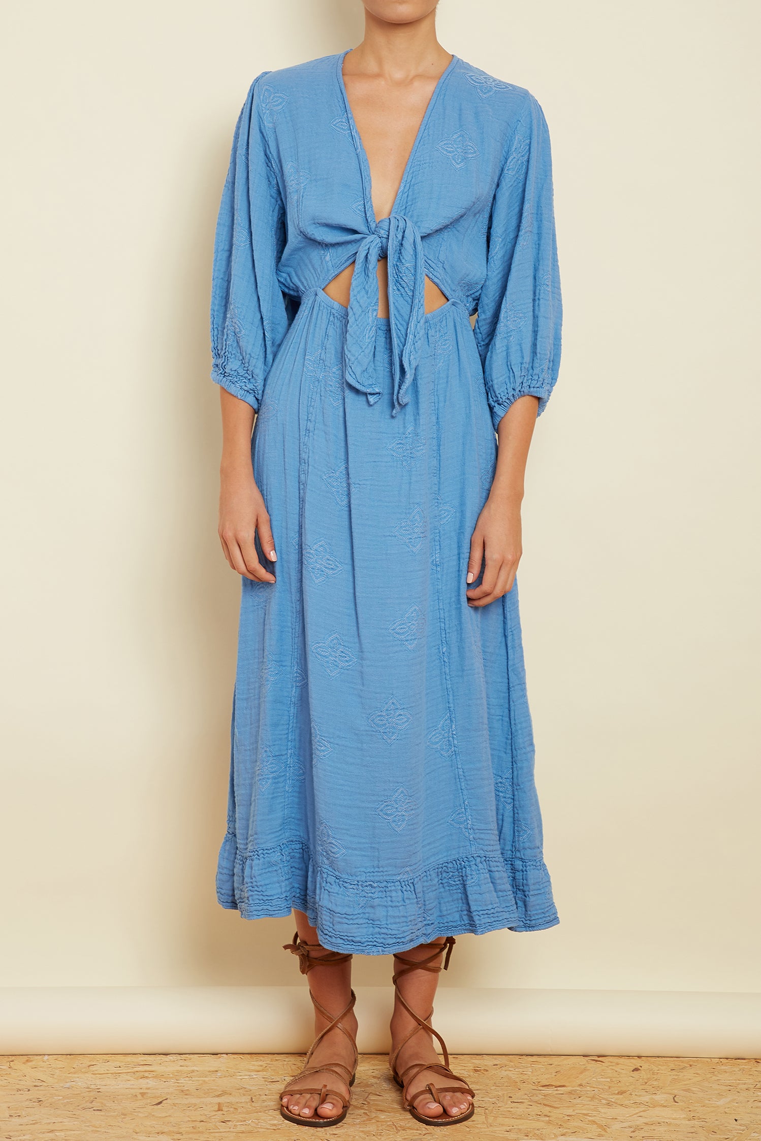 Zakar Cropped Tie Top in Alonissos Blue Zakar Cropped Tie Top in Alonissos Blue
