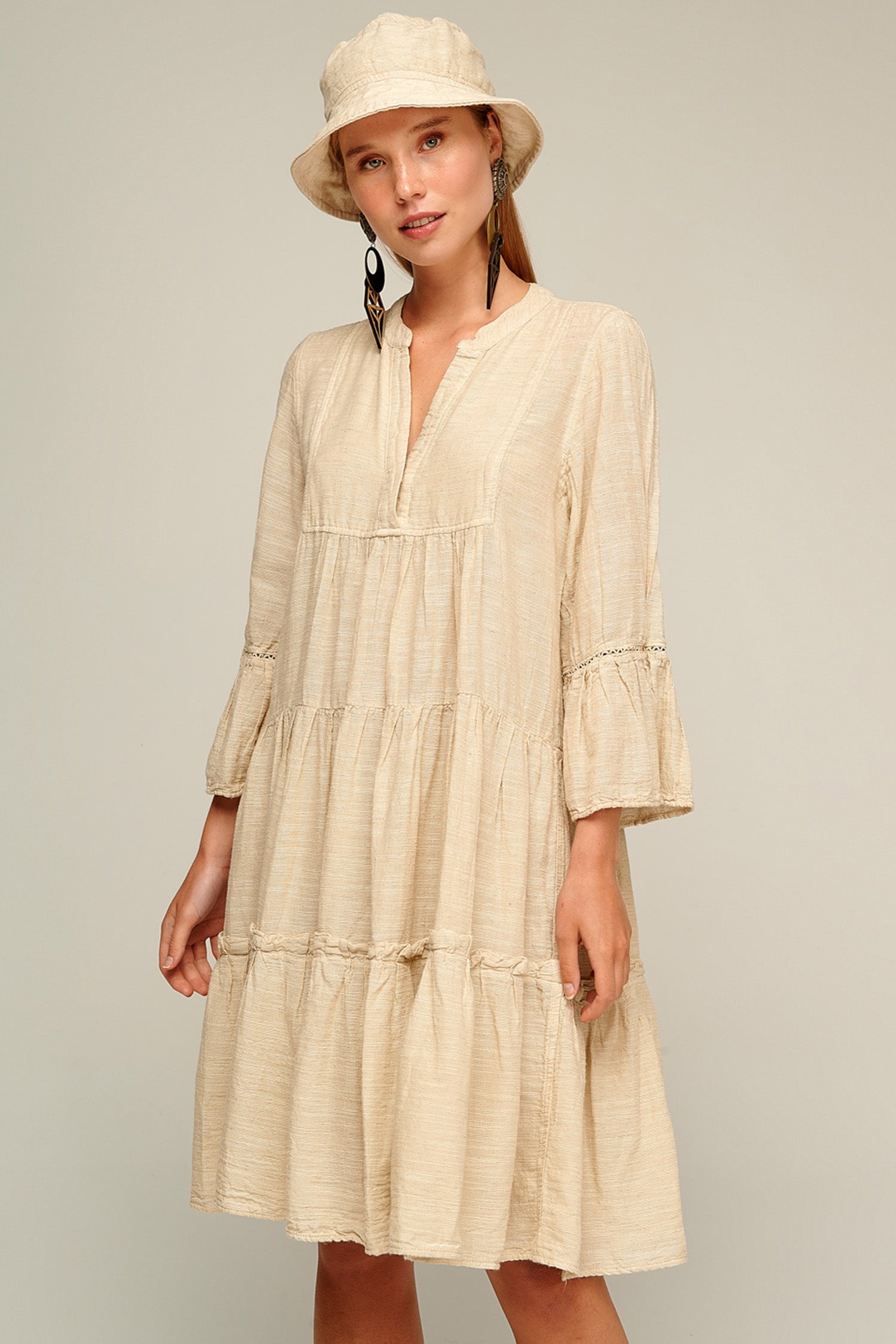 Gauze Midi Dress S22P1067 - Querida Costa, Gauze Midi Dress S22P1067 - Querida Costa,