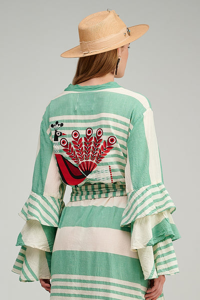 Stripes/ Embroidery Kimono S23P6145