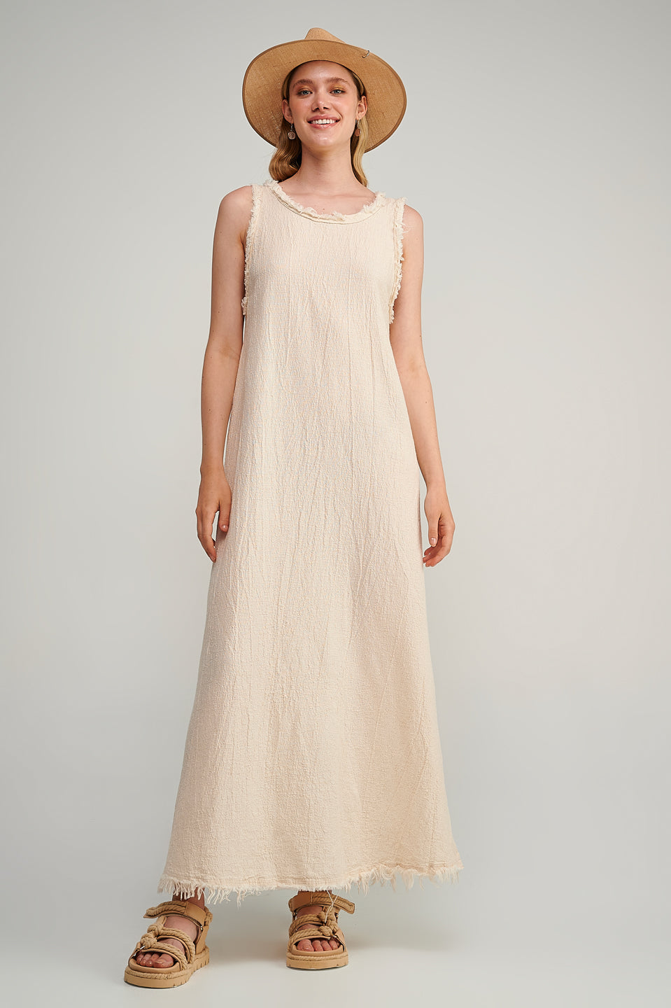 Gauze Studs Maxi Dress S23P6151 - Querida Costa, Gauze Studs Maxi Dress S23P6151 - Querida Costa,