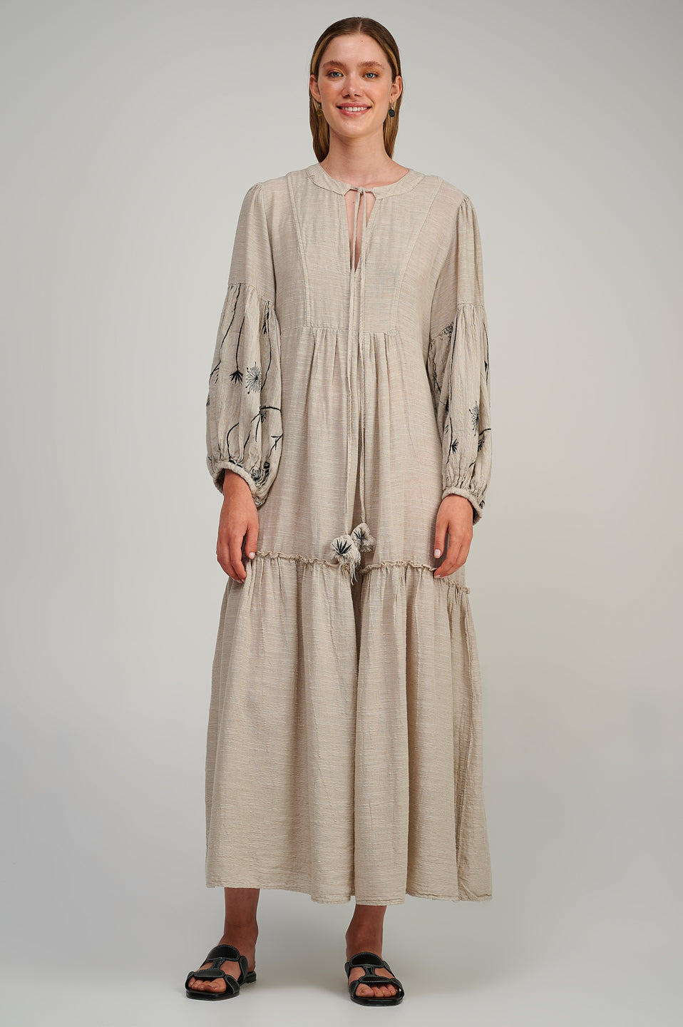 Embroidery Gauze Maxi Dress S23P6257 - Querida Costa, Embroidery Gauze Maxi Dress S23P6257 - Querida Costa,