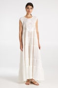 Long Linen Lace Dress White